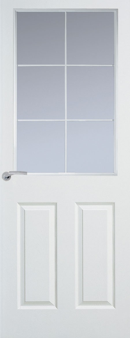 Premdor Manhattan 6 Light White Leading Internal Door (Smooth) - With ...