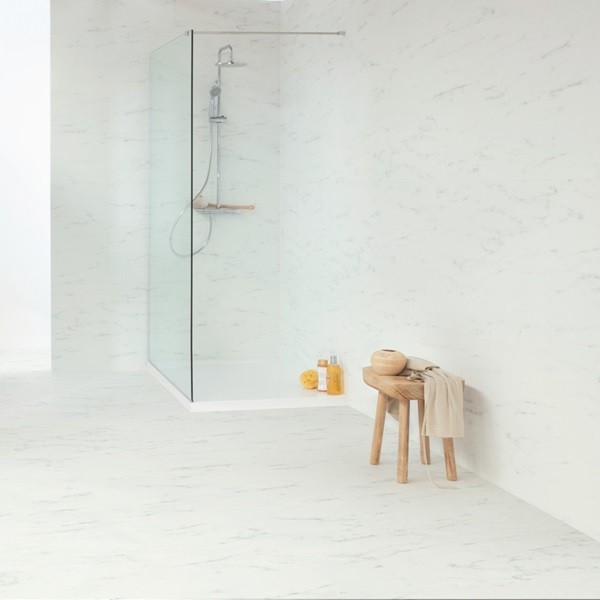 Marble Carrara White Quick-Step AMCL40136 LVT Click Bathroom Flooring 